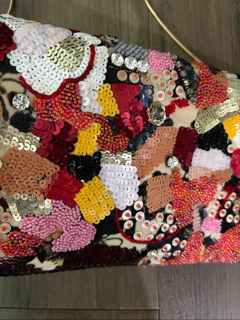 Lulus Beaded Floral Multicolor Fold-Over Crossbody Clutch